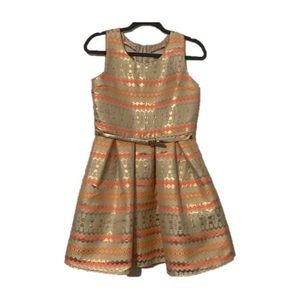 Gold Belted Dress kid girl sz16 NWT